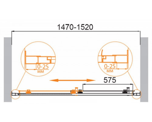 Душевая дверь в нишу CEZARES MOLVENO-BF-1-150-C-BORO-IV