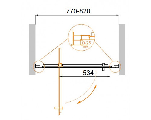 Душевая дверь в нишу CEZARES MOLVENO-BA-1-80-C-Cr-IV