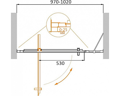 Душевая дверь в нишу CEZARES MOLVENO-BA-11-80+20-P-Cr