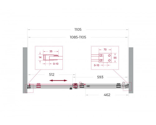 Душевая дверь в нишу BelBagno SOFT_CLOSE-2-BF-1-110-C-Cr профиль хром, стекло прозрачное
