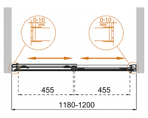 Душевая дверь в нишу CEZARES TANDEM-SOFT-BF-2-120-P-Cr