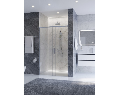 Душевая дверь CEZARES PLANE-BF-1-120-C-CR, 120х195, профиль хром глянцевый, стекло прозрачное