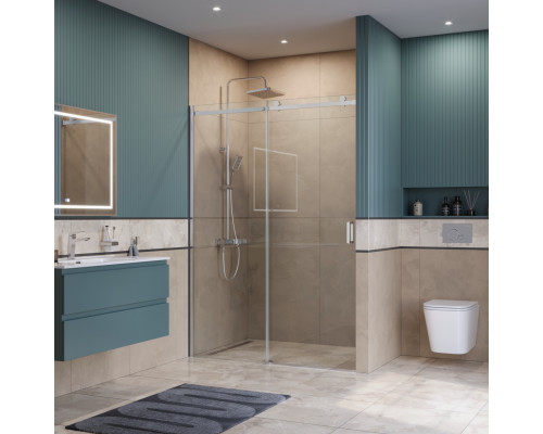 Душевая дверь в нишу BelBagno SOFT_CLOSE-2-BF-1-140-C-Cr профиль хром, стекло прозрачное