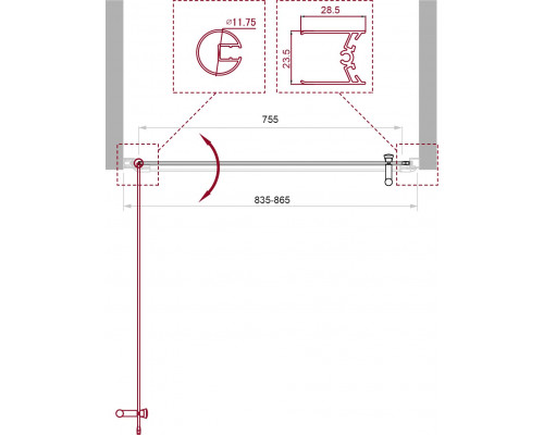 Душевая дверь в нишу BelBagno UNO-B-1-85-P-Cr