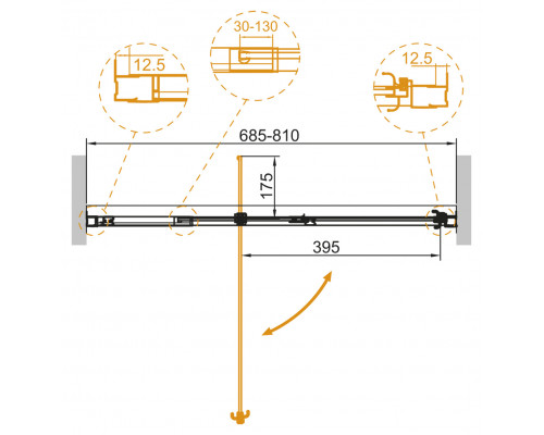 Душевая дверь в нишу CEZARES VARIANTE-B-1-70/80-C-Cr