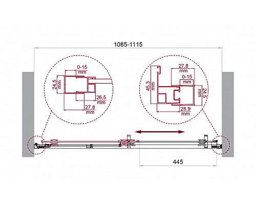 Душевая дверь в нишу BelBagno LUCE-BF-1-110-C-Cr