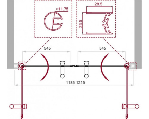 Душевая дверь в нишу BelBagno UNO-B-2-120-CH-Cr