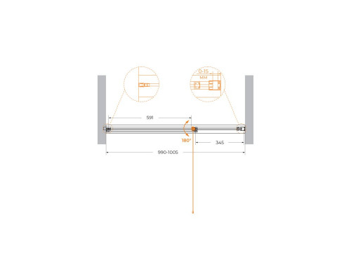 Душевая дверь в проем CEZARES URBAN-B-12-100-C-NERO