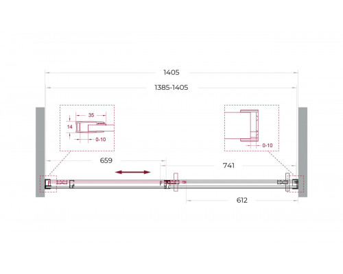 Душевая дверь в нишу BelBagno SOFT_CLOSE-1-BF-1-140-C-GM профиль оружейная сталь, стекло прозрачное