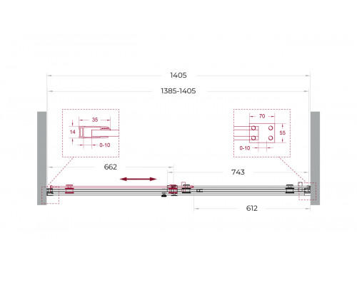 Душевая дверь в нишу BelBagno SOFT_CLOSE-2-BF-1-140-C-GM профиль оружейная сталь, стекло прозрачное
