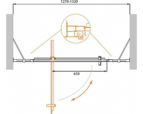 Душевая дверь в нишу CEZARES MOLVENO-BA-12-90+40-P-Cr