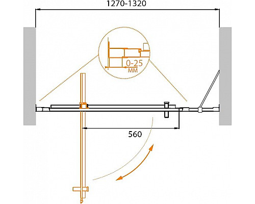 Душевая дверь в нишу CEZARES MOLVENO-BA-11-100+30-P-Cr