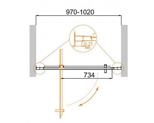 Душевая дверь в нишу CEZARES MOLVENO-BA-1-100-C-Cr-IV