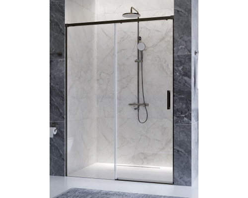 Душевая дверь CEZARES PLANE-BF-1-140-C-GM, 140х195, профиль оружейная сталь, стекло прозрачное