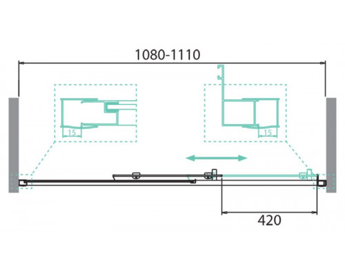 Душевая дверь в нишу BelBagno DUE-BF-1-110-C-Cr