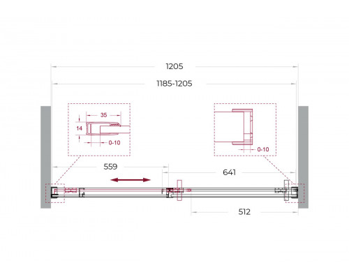 Душевая дверь в нишу BelBagno SOFT_CLOSE-1-BF-1-120-C-GM профиль оружейная сталь, стекло прозрачное