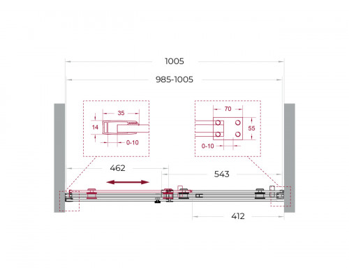 Душевая дверь в нишу BelBagno SOFT_CLOSE-2-BF-1-100-C-GM профиль оружейная сталь, стекло прозрачное