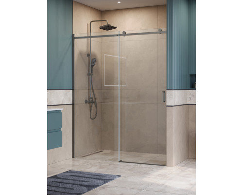 Душевая дверь в нишу BelBagno SOFT_CLOSE-2-BF-1-160-C-GM профиль оружейная сталь, стекло прозрачное