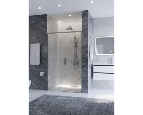 Душевая дверь CEZARES PLANE-BF-1-120-C-IN, 120х195, профиль сатин матовый, стекло прозрачное