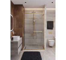 Душевая дверь CEZARES LUX-B-FS-11-120-C-BORO, 120 см, профиль брашированное золото, стекло прозрачное