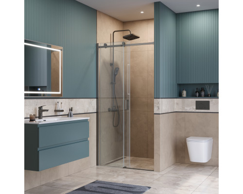 Душевая дверь в нишу BelBagno SOFT_CLOSE-2-BF-1-110-C-GM профиль оружейная сталь, стекло прозрачное