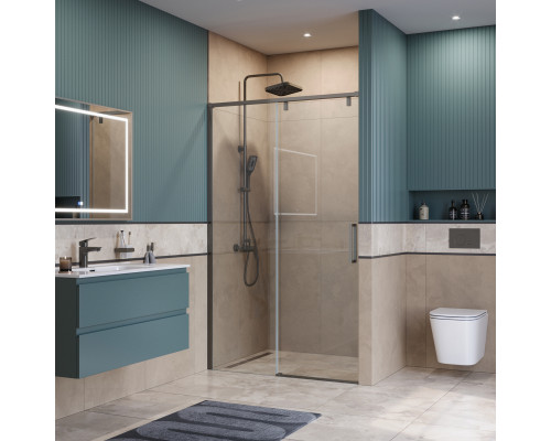 Душевая дверь в нишу BelBagno SOFT_CLOSE-1-BF-1-110-C-GM профиль оружейная сталь, стекло прозрачное