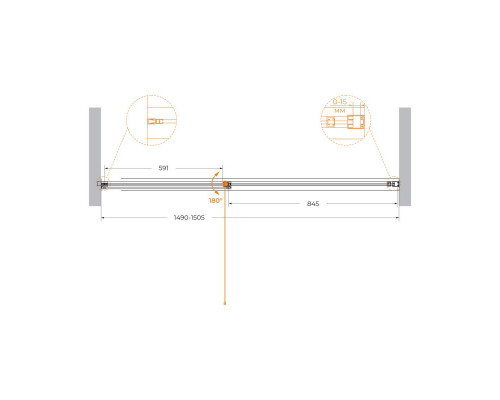 Душевая дверь в проем CEZARES URBAN-B-12-150-C-CR
