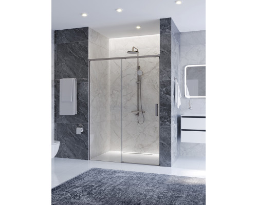 Душевая дверь CEZARES PLANE-BF-1-140-C-IN, 140х195, профиль сатин матовый, стекло прозрачное