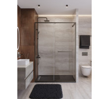 Душевая дверь CEZARES LUX-B-FS-11-140-C-GM, 140 см, профиль оружейная сталь, стекло прозрачное