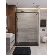 Душевая дверь CEZARES LUX-B-FS-11-140-C-GM, 140 см, профиль оружейная сталь, стекло прозрачное