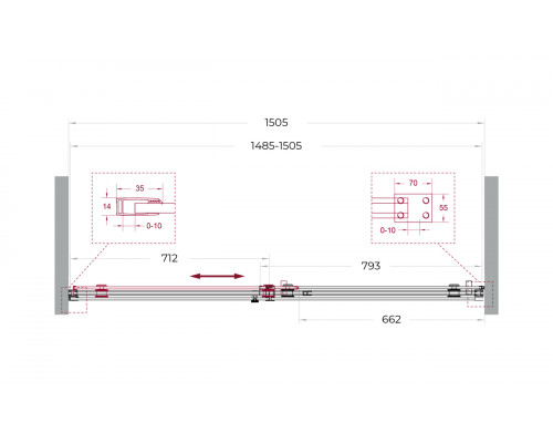 Душевая дверь в нишу BelBagno SOFT_CLOSE-2-BF-1-150-C-GM профиль оружейная сталь, стекло прозрачное