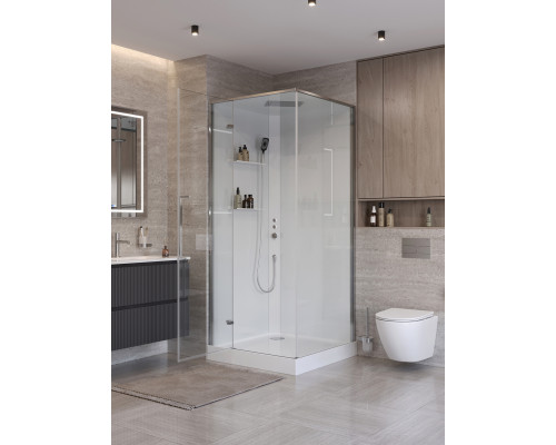 Душевая кабина BelBagno UNO-CAB-A-1-90-C-Cr-Bi-TOP-L с поддоном, профиль хром глянцевый, стекло прозрачное, левая