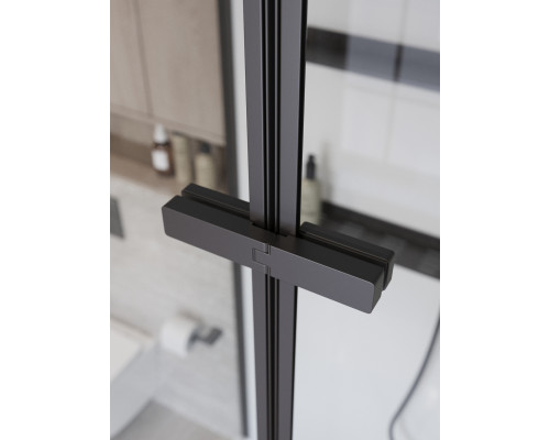 Душевая кабина BelBagno UNO-CAB-A-1-90-C-NERO-Bi-TOP-R с поддоном, профиль черный матовый, стекло прозрачное, правая