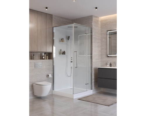 Душевая кабина BelBagno UNO-CAB-A-1-90-C-Cr-Bi-TOP-R с поддоном, профиль хром глянцевый, стекло прозрачное, правая