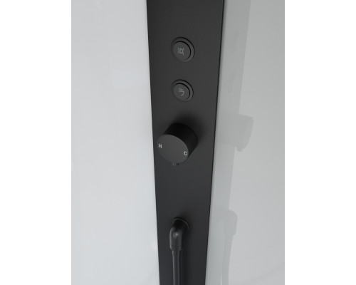 Душевая кабина BelBagno UNO-CAB-A-1-90-C-NERO-Bi-TOP-R с поддоном, профиль черный матовый, стекло прозрачное, правая