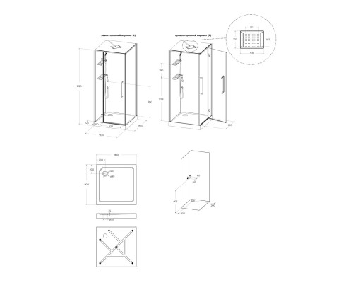 Душевая кабина BelBagno UNO-CAB-A-1-90-C-NERO-Bi-TOP-R с поддоном, профиль черный матовый, стекло прозрачное, правая