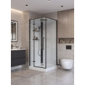 Душевая кабина BelBagno UNO-CAB-A-1-90-C-NERO-Bi-TOP-L с поддоном, профиль черный матовый, стекло прозрачное, левая
