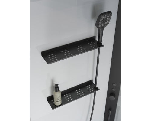 Душевая кабина BelBagno UNO-CAB-A-1-90-C-NERO-Bi-TOP-L с поддоном, профиль черный матовый, стекло прозрачное, левая