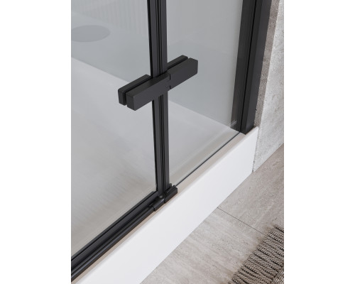 Душевая кабина BelBagno UNO-CAB-A-1-90-C-NERO-Bi-TOP-R с поддоном, профиль черный матовый, стекло прозрачное, правая