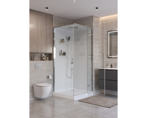 Душевая кабина BelBagno UNO-CAB-A-1-90-C-Cr-Bi-TOP-R с поддоном, профиль хром глянцевый, стекло прозрачное, правая