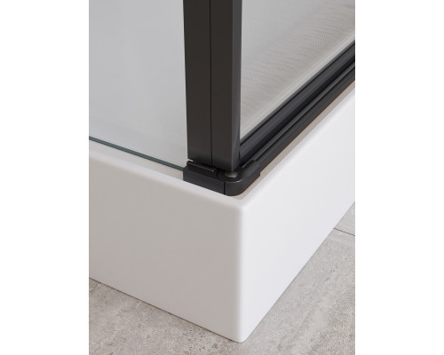 Душевая кабина BelBagno UNO-CAB-A-1-90-C-NERO-Bi-TOP-L с поддоном, профиль черный матовый, стекло прозрачное, левая