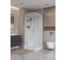 Душевая кабина BelBagno UNO-CAB-A-1-90-C-Cr-Bi-TOP-L с поддоном, профиль хром глянцевый, стекло прозрачное, левая