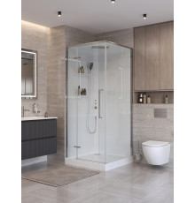 Душевая кабина BelBagno UNO-CAB-A-1-90-C-Cr-Bi-TOP-L с поддоном, профиль хром глянцевый, стекло прозрачное, левая