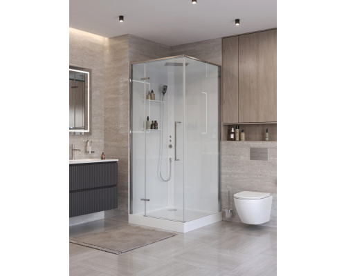 Душевая кабина BelBagno UNO-CAB-A-1-90-C-Cr-Bi-TOP-L с поддоном, профиль хром глянцевый, стекло прозрачное, левая