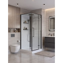 Душевая кабина BelBagno UNO-CAB-A-1-90-C-NERO-Bi-TOP-R с поддоном, профиль черный матовый, стекло прозрачное, правая