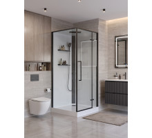 Душевая кабина BelBagno UNO-CAB-A-1-90-C-NERO-Bi-TOP-R с поддоном, профиль черный матовый, стекло прозрачное, правая