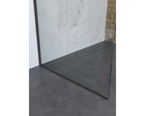 Душевая перегородка BelBagno UNO-L-1-TB-70-C-GM, 70 см, профиль оружейная сталь, стекло прозрачное