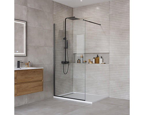 Душевая перегородка BelBagno KRAFT-L-1-100-C-NERO