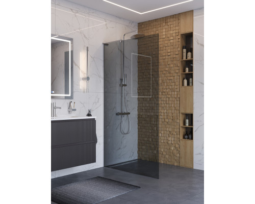 Душевая перегородка BelBagno UNO-L-1-TB-100-GR-Cr, 100 см, профиль хром, стекло серое