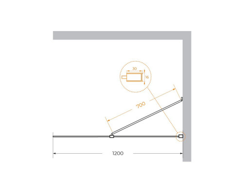 Душевая перегородка универсальная с односторонним входом CEZARES LIBERTA-L-1-TB-120-BR-Cr